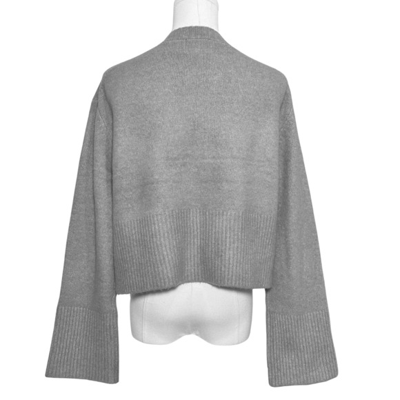 Asos Design Edge to Edge Gray Open Front Bell Sleeve Soft Cropped Cardigan Small - Picture 3 of 5